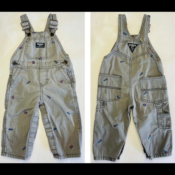 Osh Kosh- Overall with embroidered spaceships